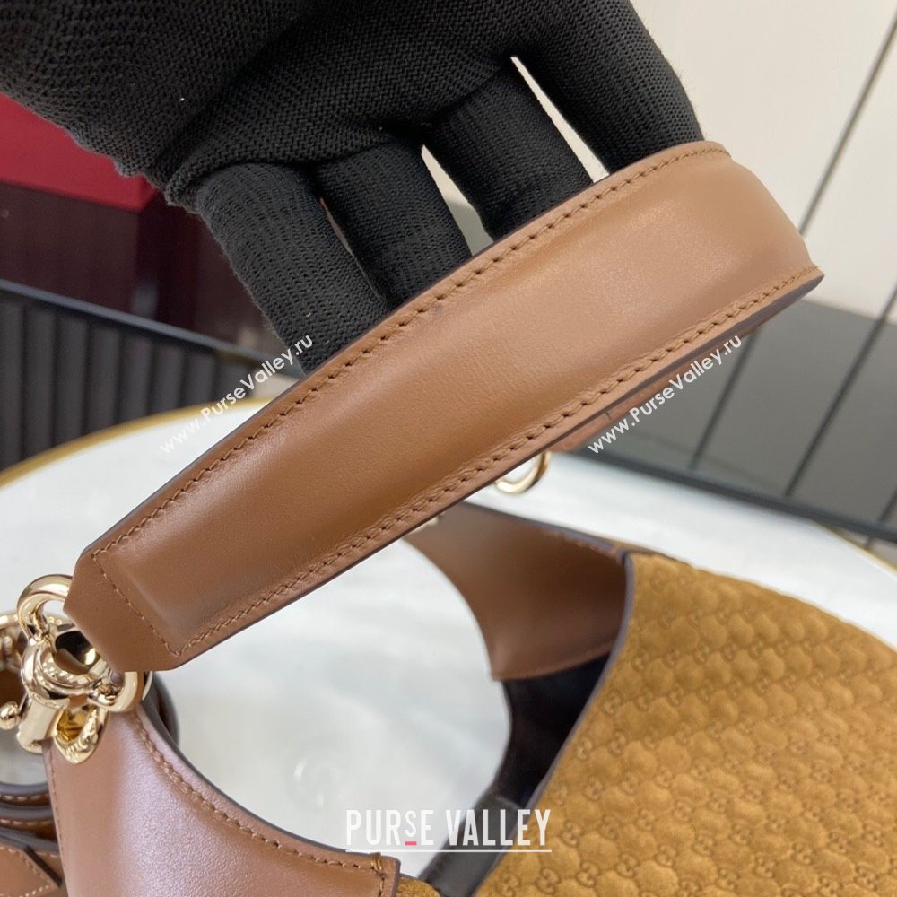 Gucci B medium shoulder bag in Micro GG Suede Brown 2025 834981 (XLU-250701010)