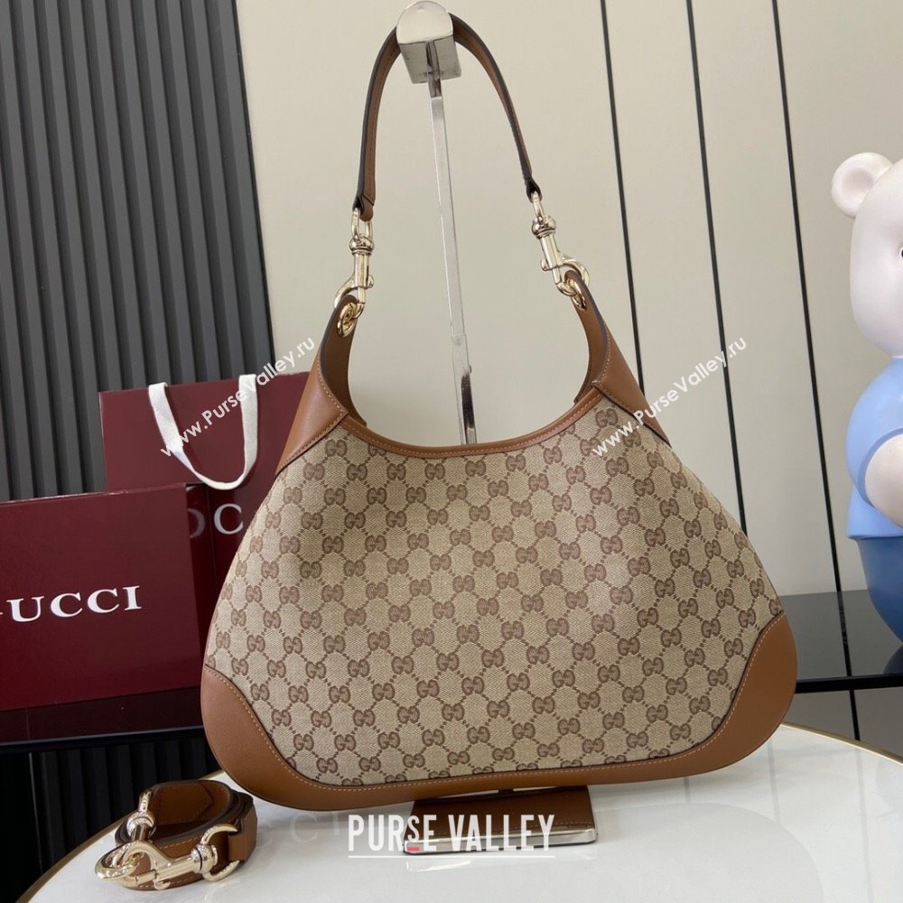 Gucci B medium shoulder bag in GG Canvas Brown 2025 834981 (XLU-250701007)