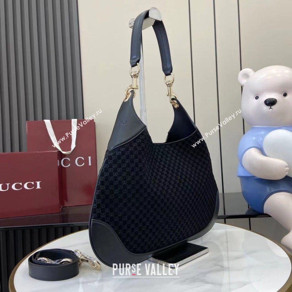 Gucci B medium shoulder bag in Micro GG Suede Black 2025 834981 (XLU-250701008)