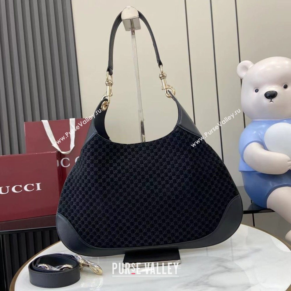 Gucci B medium shoulder bag in Micro GG Suede Black 2025 834981 (XLU-250701008)