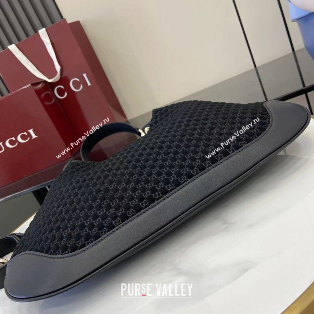 Gucci B medium shoulder bag in Micro GG Suede Black 2025 834981 (XLU-250701008)