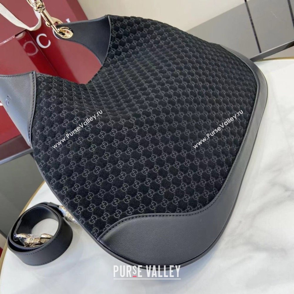 Gucci B medium shoulder bag in Micro GG Suede Black 2025 834981 (XLU-250701008)
