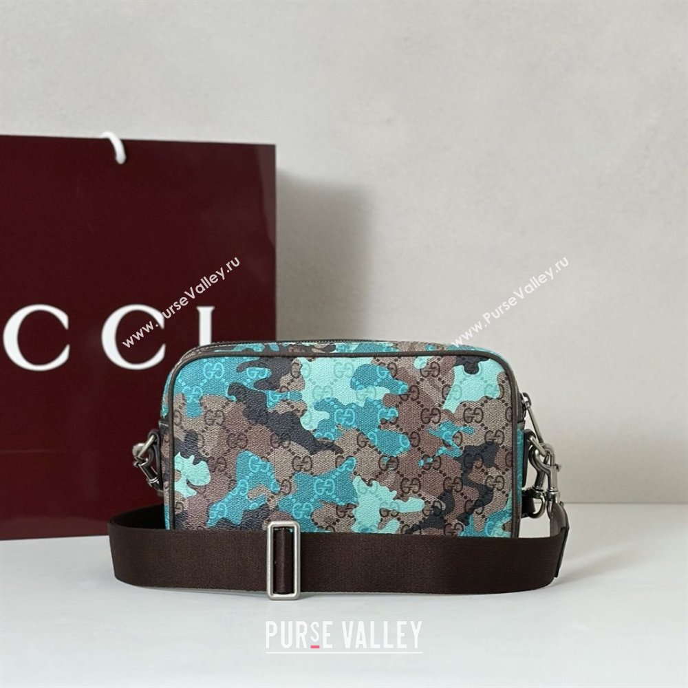 Gucci Mens Ophidia small crossbody bag in Camouflage GG Fabric Blue 2026 839155 (DLH-260127095)