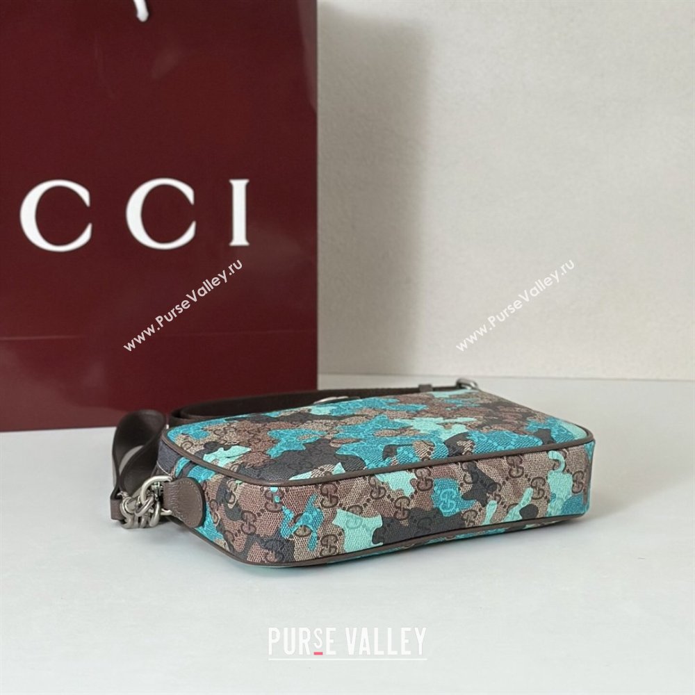 Gucci Mens Ophidia small crossbody bag in Camouflage GG Fabric Blue 2026 839155 (DLH-260127095)