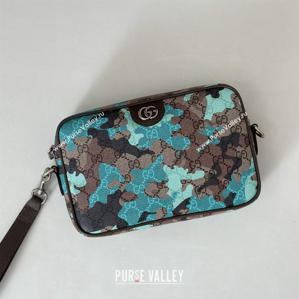 Gucci Mens Ophidia small crossbody bag in Camouflage GG Fabric Blue 2026 839155 (DLH-260127095)