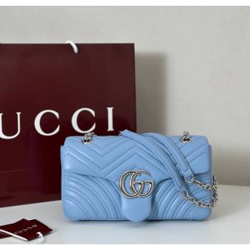 Gucci GG Marmont medium shoulder bag Light Blue 2025 837267 (DLH-250630002)