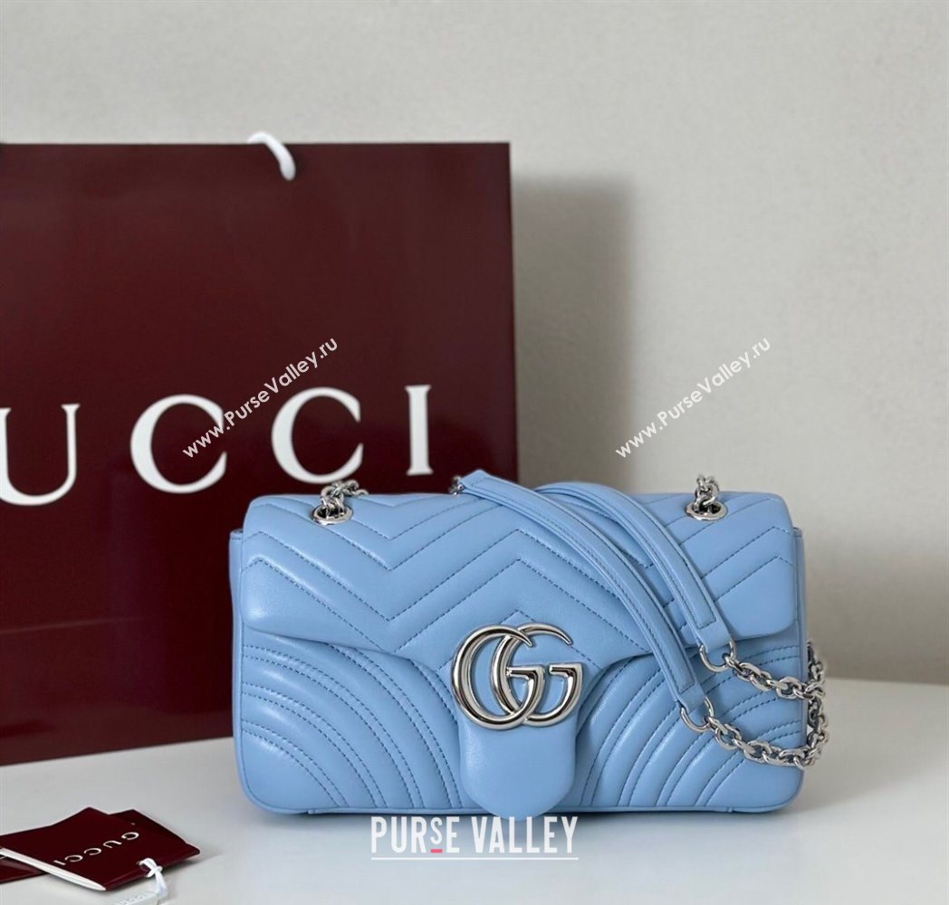 Gucci GG Marmont medium shoulder bag Light Blue 2025 837267 (DLH-250630002)