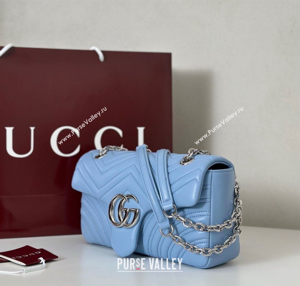 Gucci GG Marmont medium shoulder bag Light Blue 2025 837267 (DLH-250630002)
