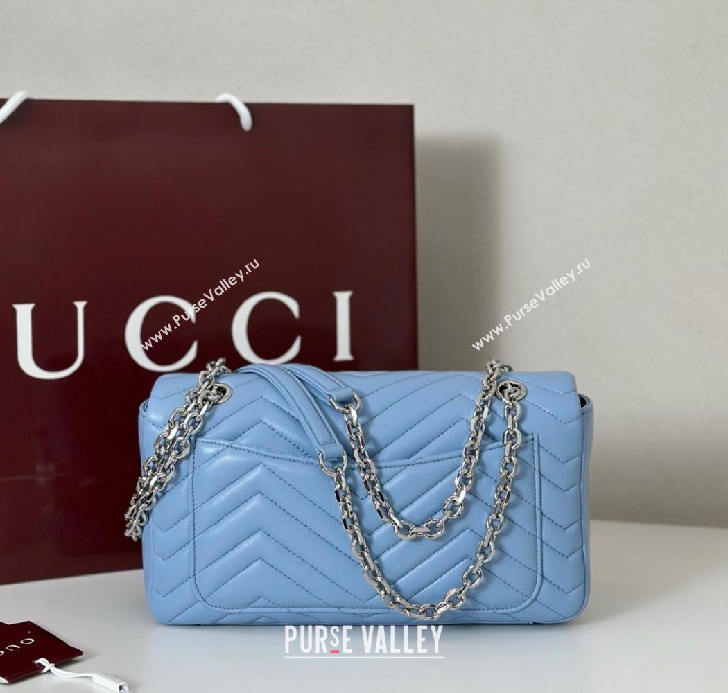 Gucci GG Marmont medium shoulder bag Light Blue 2025 837267 (DLH-250630002)