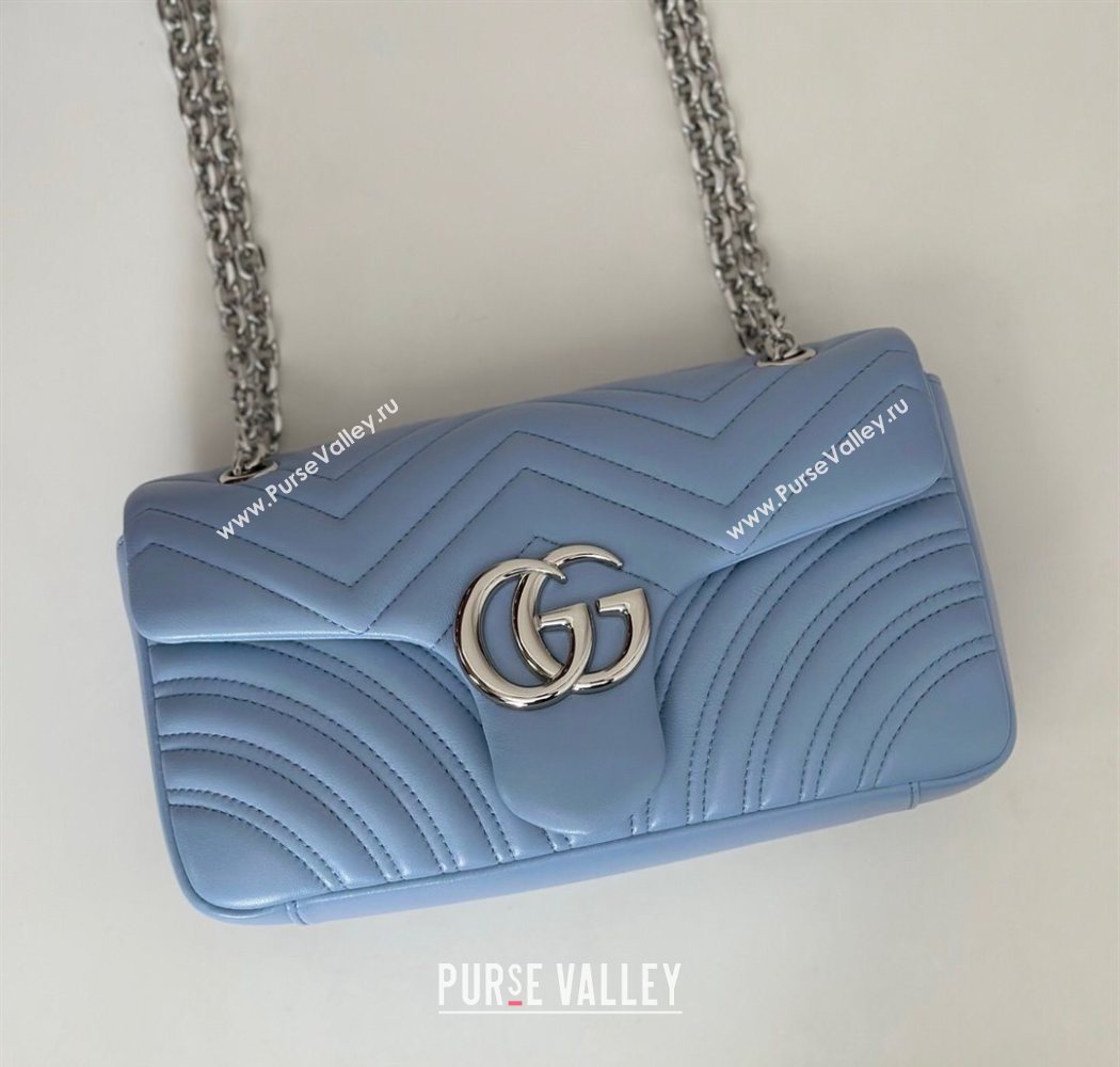 Gucci GG Marmont medium shoulder bag Light Blue 2025 837267 (DLH-250630002)
