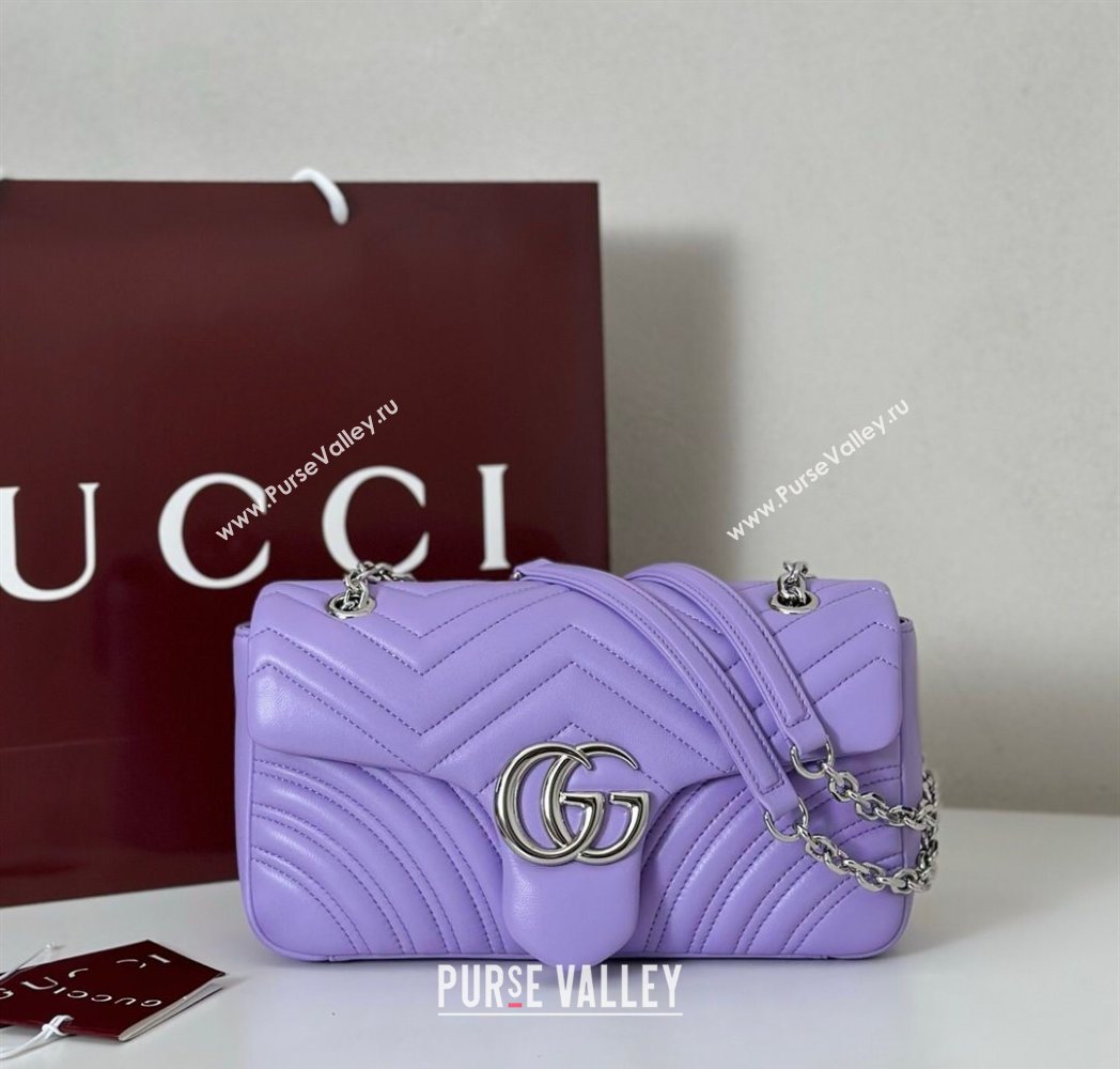 Gucci GG Marmont medium shoulder bag Lilac Purple 2025 837267 (DLH-250630001)