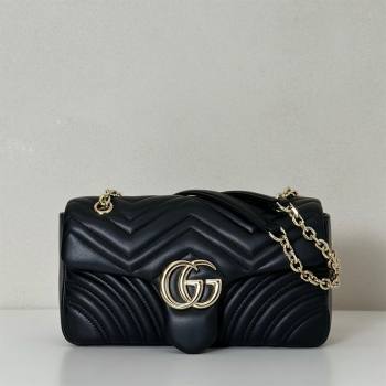Gucci GG Marmont medium shoulder bag Black/Gold 2025 837267 (DLH-250630004)