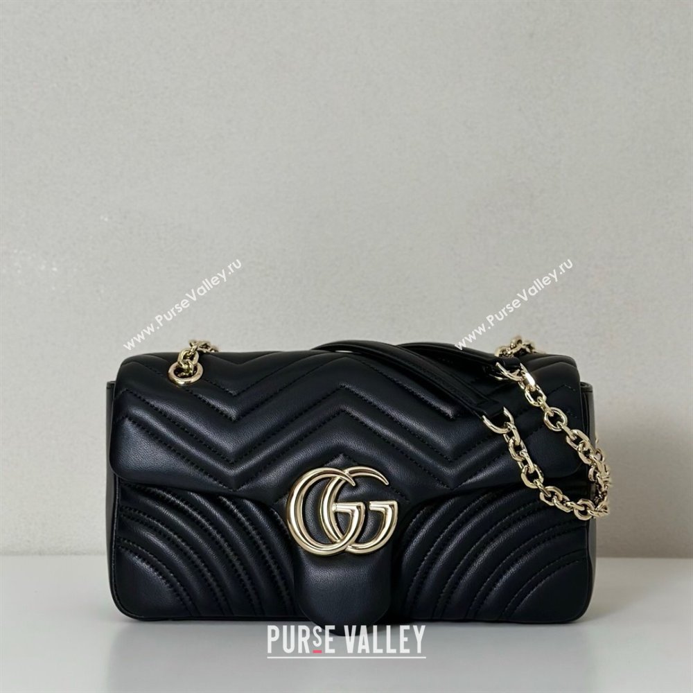 Gucci GG Marmont medium shoulder bag Black/Gold 2025 837267 (DLH-250630004)