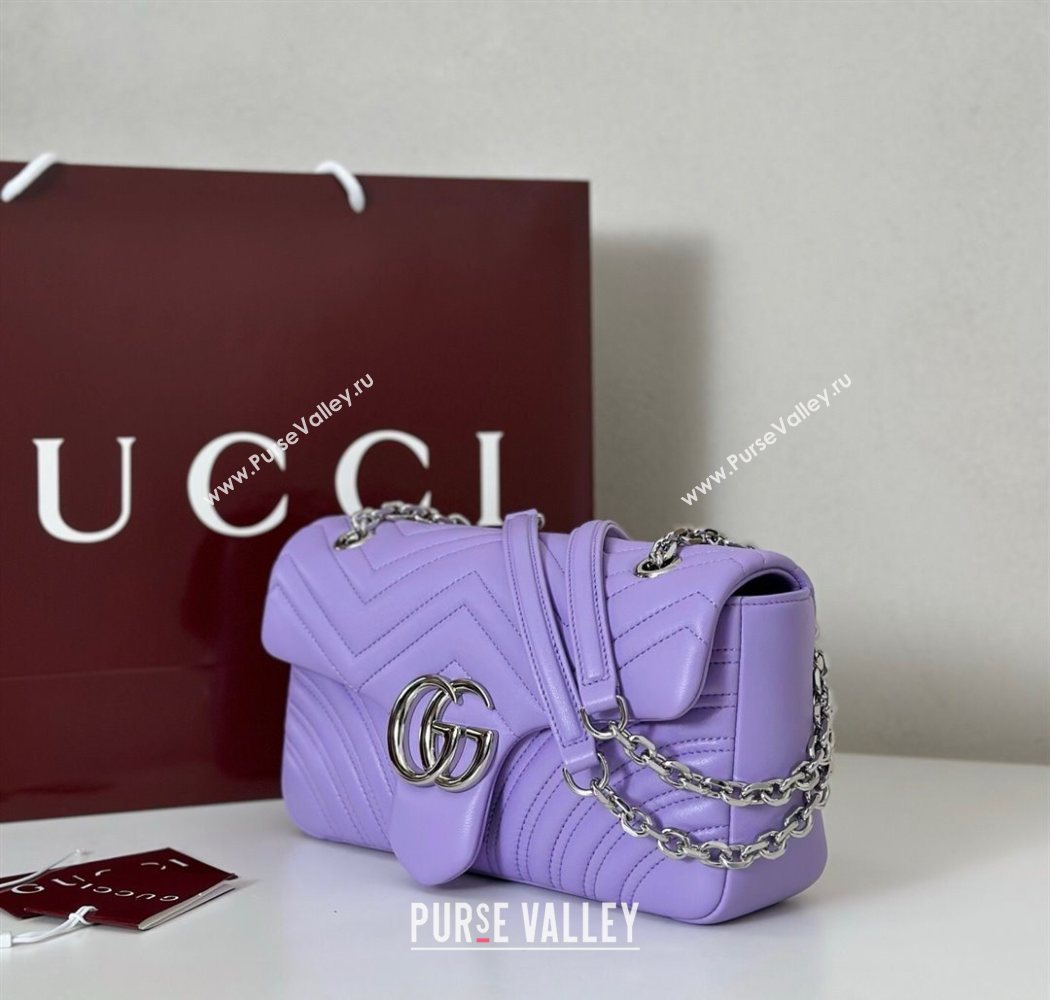 Gucci GG Marmont medium shoulder bag Lilac Purple 2025 837267 (DLH-250630001)