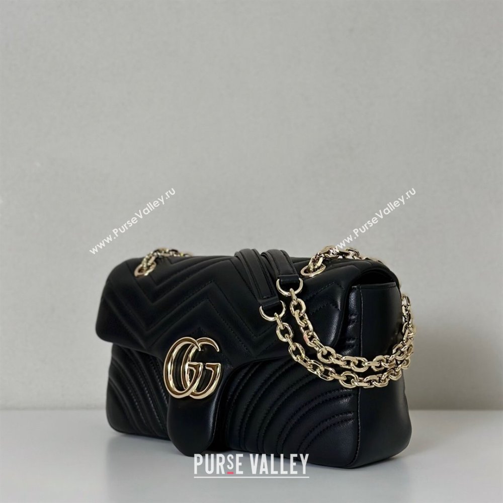 Gucci GG Marmont medium shoulder bag Black/Gold 2025 837267 (DLH-250630004)
