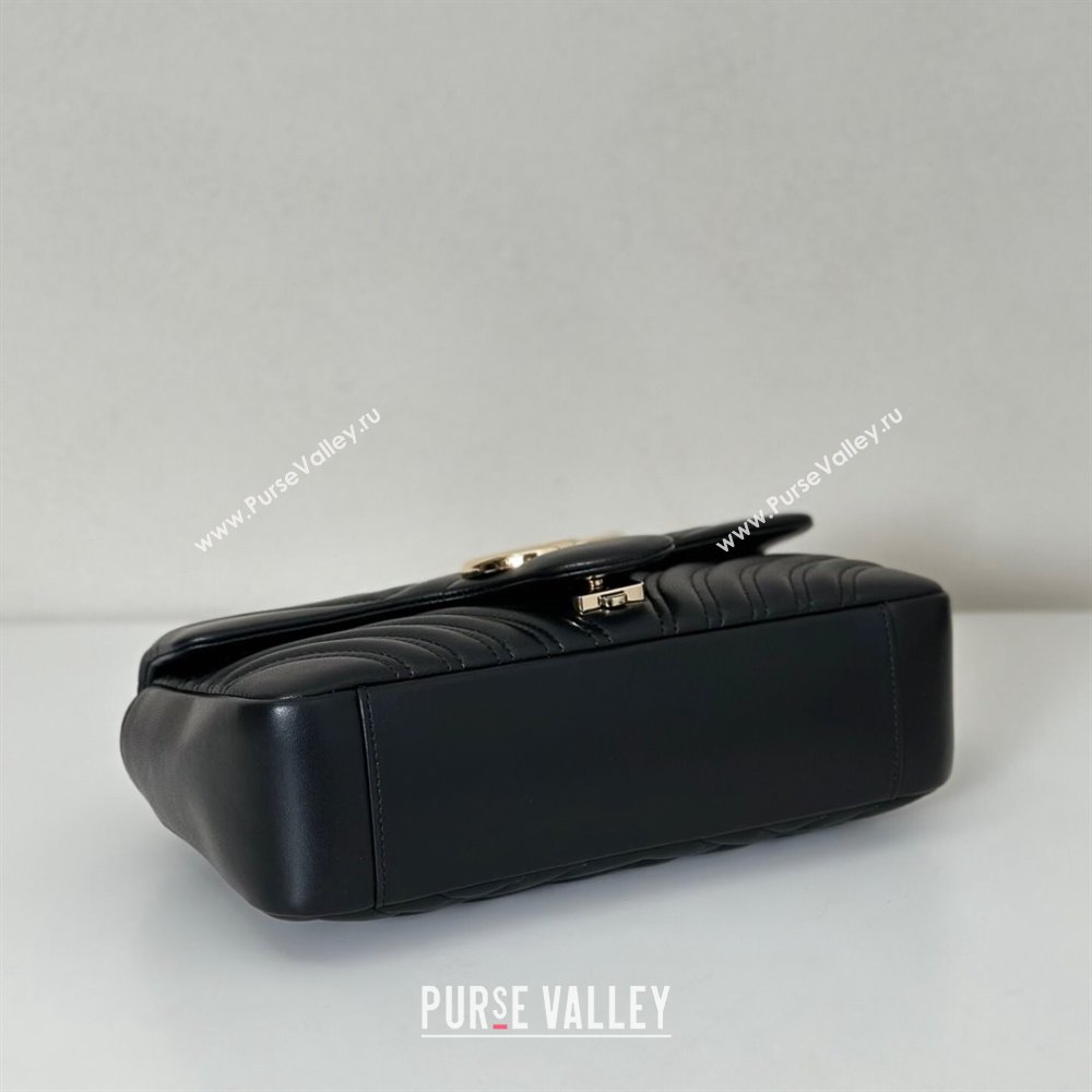 Gucci GG Marmont medium shoulder bag Black/Gold 2025 837267 (DLH-250630004)