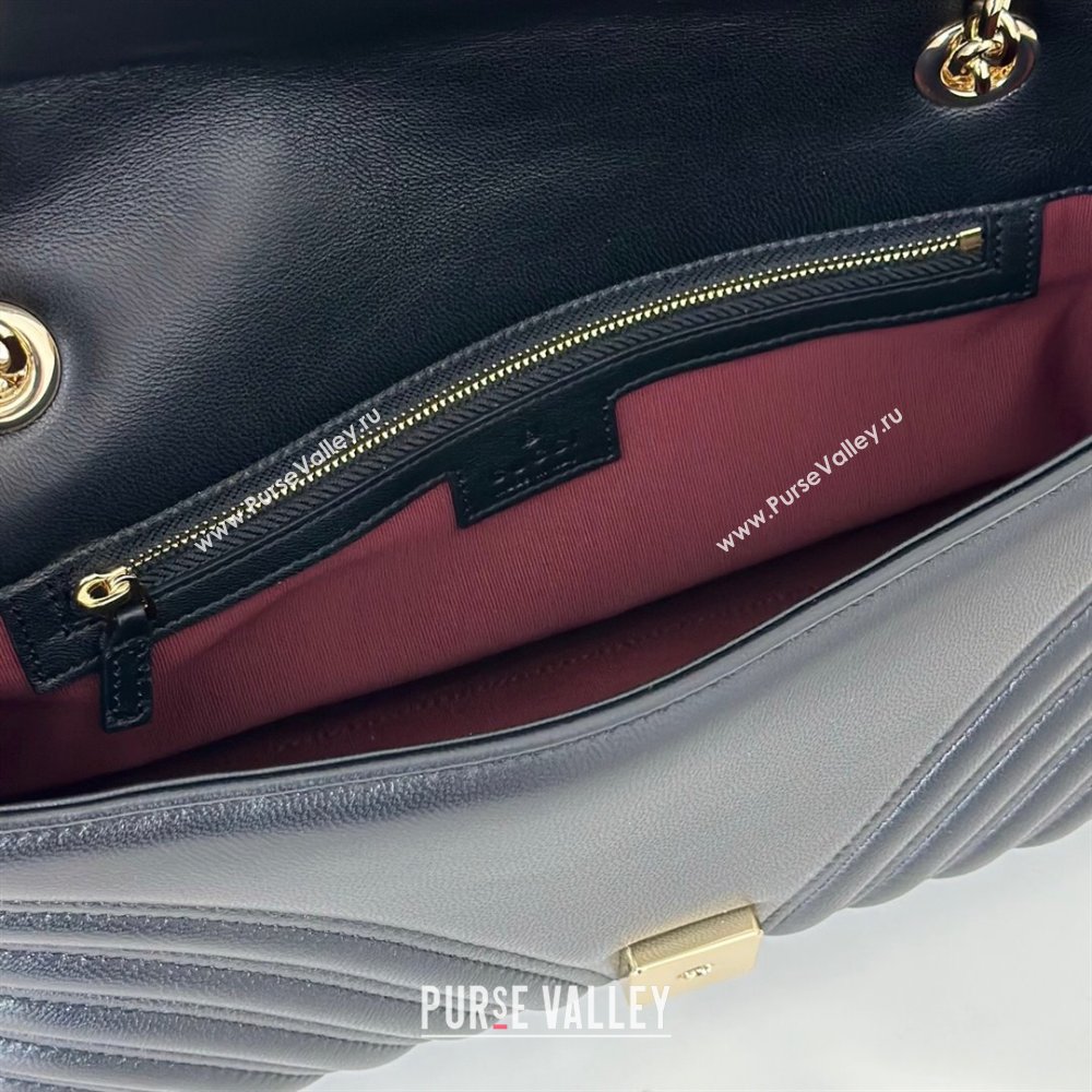 Gucci GG Marmont medium shoulder bag Black/Gold 2025 837267 (DLH-250630004)