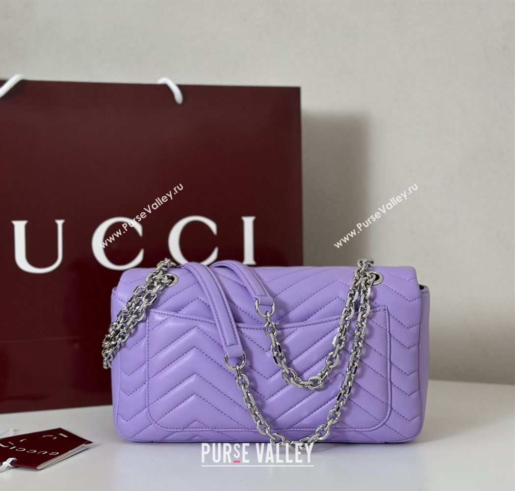 Gucci GG Marmont medium shoulder bag Lilac Purple 2025 837267 (DLH-250630001)