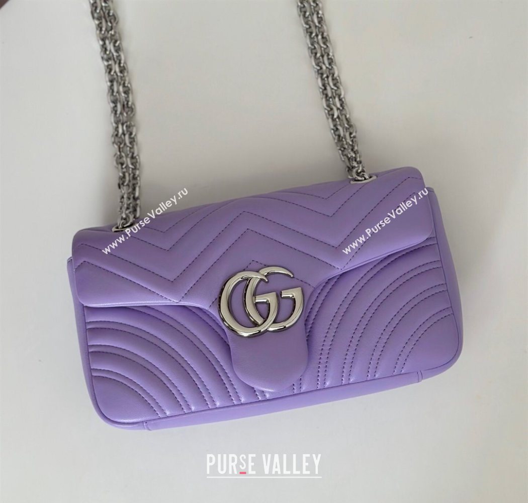 Gucci GG Marmont medium shoulder bag Lilac Purple 2025 837267 (DLH-250630001)
