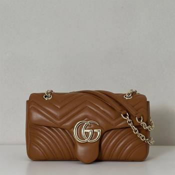 Gucci GG Marmont medium shoulder bag Brown 2025 837267 (DLH-250630008)