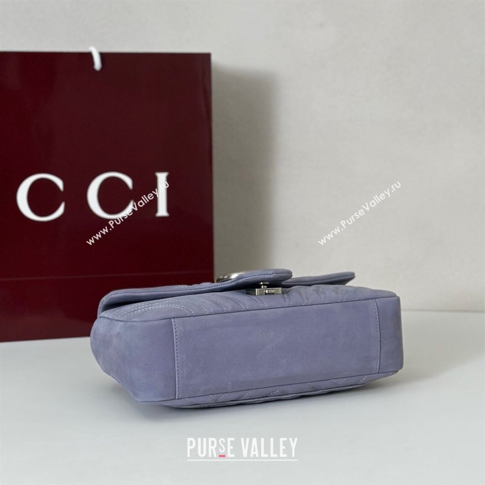 Gucci GG Marmont medium shoulder bag in Suede Dusty Blue 2025 837267 (DLH-251125024)