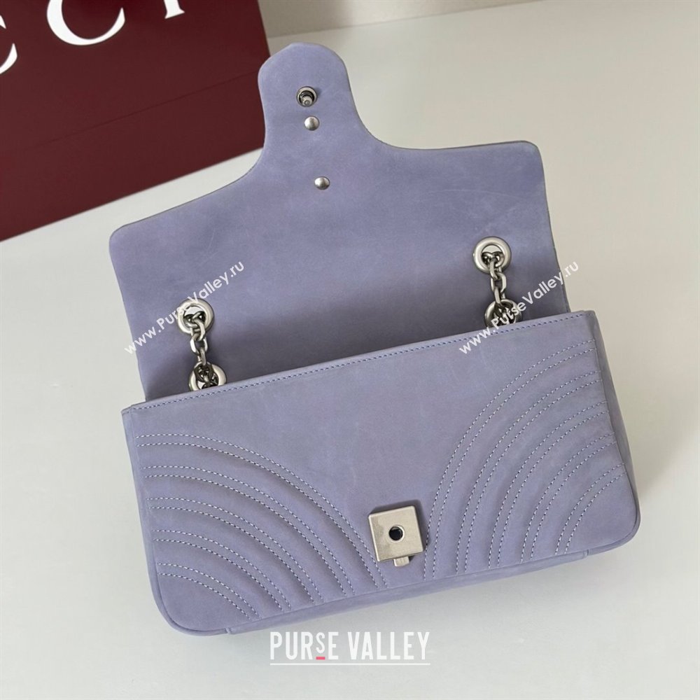 Gucci GG Marmont medium shoulder bag in Suede Dusty Blue 2025 837267 (DLH-251125024)