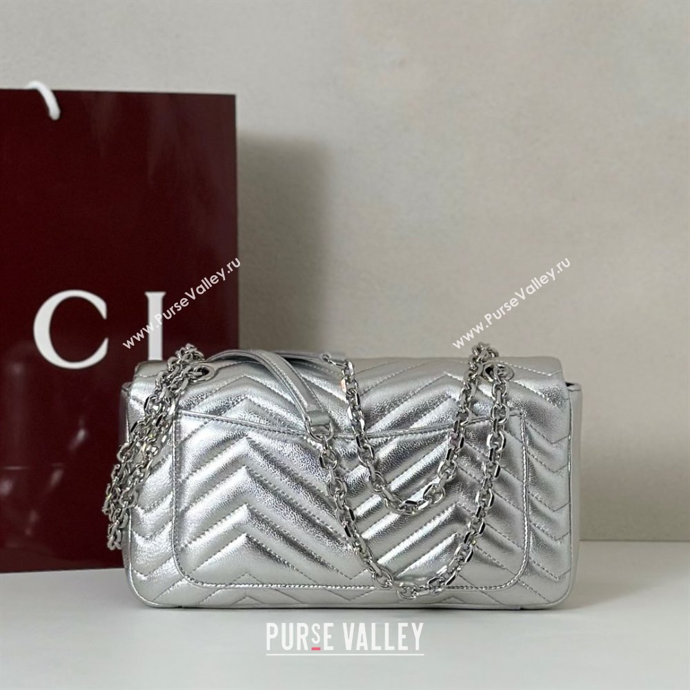 Gucci GG Marmont medium shoulder bag in Leather Silver 2025 837267 (DLH-251125022)