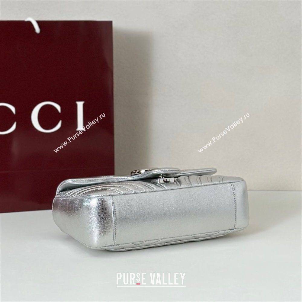 Gucci GG Marmont medium shoulder bag in Leather Silver 2025 837267 (DLH-251125022)