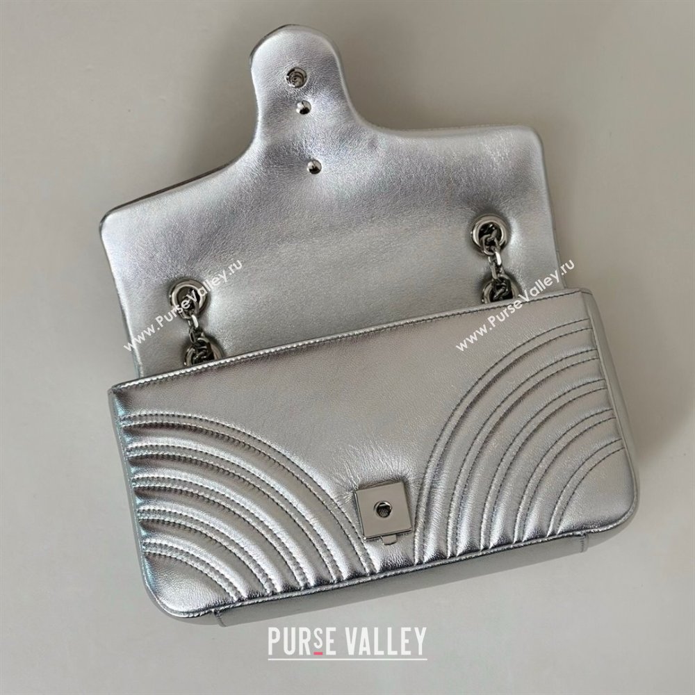 Gucci GG Marmont medium shoulder bag in Leather Silver 2025 837267 (DLH-251125022)