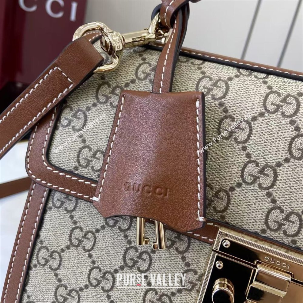 Gucci Padlock GG Canvas medium top handle bag Brown 2025 838998 (XLU-250930043)