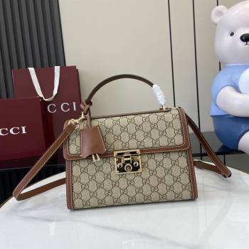 Gucci Padlock GG Canvas medium top handle bag Brown 2025 838998 (XLU-250930043)