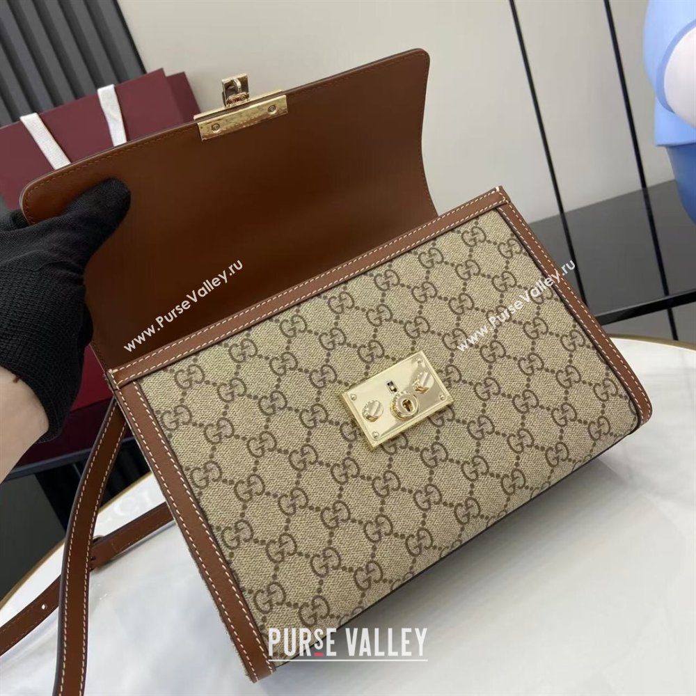 Gucci Padlock GG Canvas medium top handle bag Brown 2025 838998 (XLU-250930043)