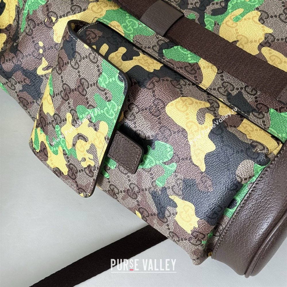 Gucci Mens Ophidia Large Backpack Bag in Camouflage GG Fabric Green/Yellow 2026 ‎839110 (DLH-260127091)