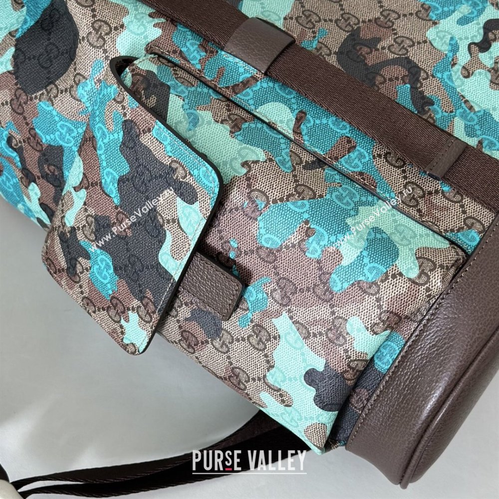 Gucci Mens Ophidia Large Backpack Bag in Camouflage GG Fabric Blue 2026 ‎839110 (DLH-260127092)