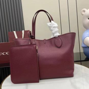 Gucci Totissima Large Reversible Tote Bag in Grainy Leather Ancora Red 2025 839112 (XLU-250522051)