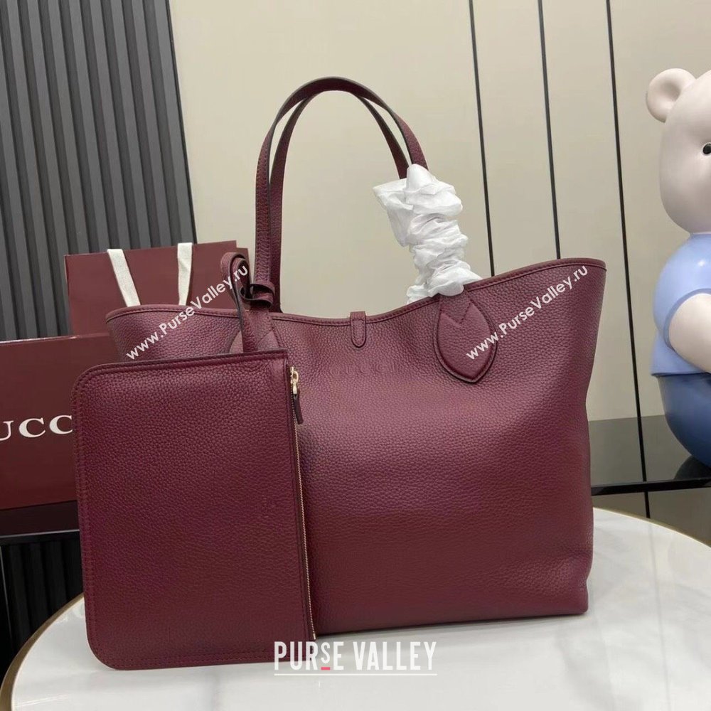 Gucci Totissima Large Reversible Tote Bag in Grainy Leather Ancora Red 2025 839112 (XLU-250522051)