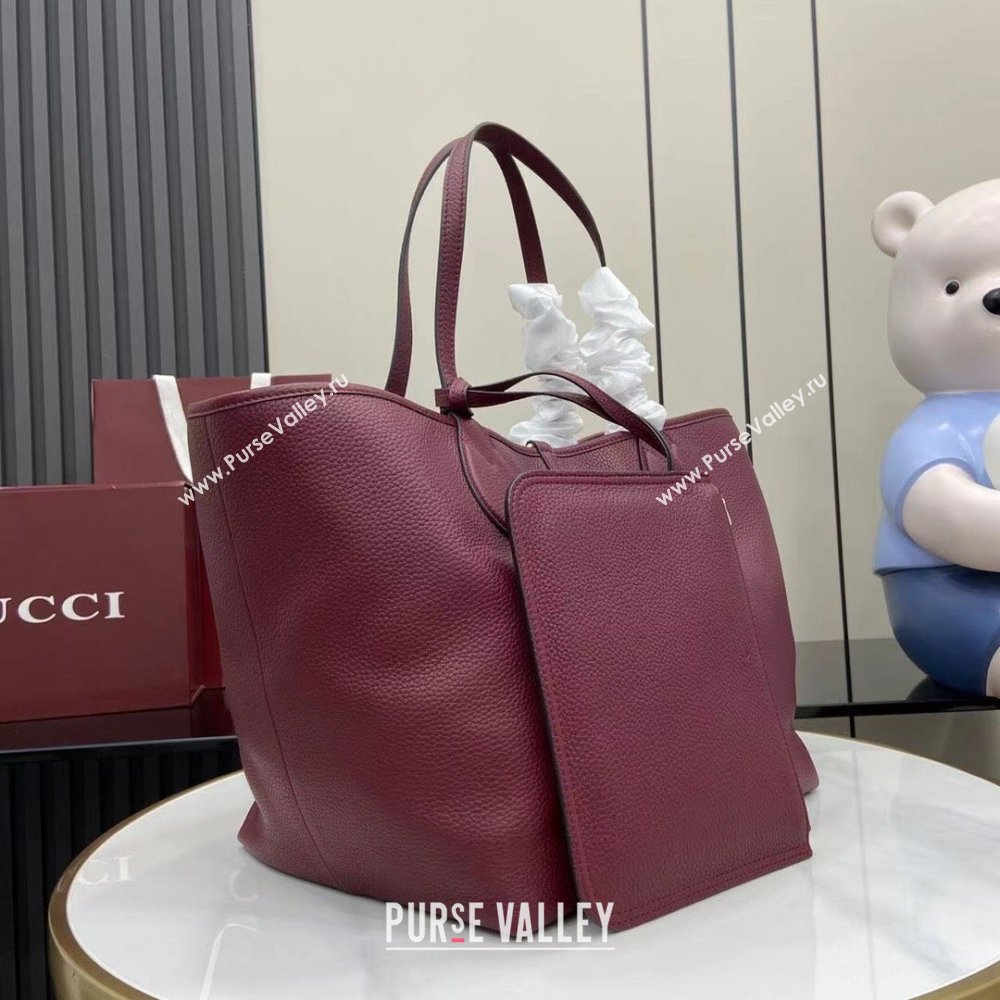 Gucci Totissima Large Reversible Tote Bag in Grainy Leather Ancora Red 2025 839112 (XLU-250522051)