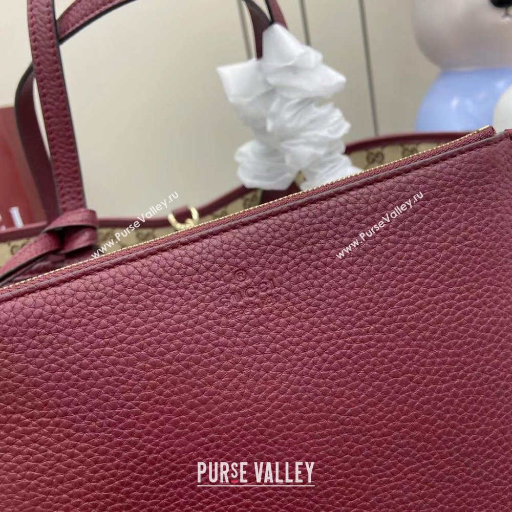 Gucci Totissima Large Reversible Tote Bag in Grainy Leather Ancora Red 2025 839112 (XLU-250522051)