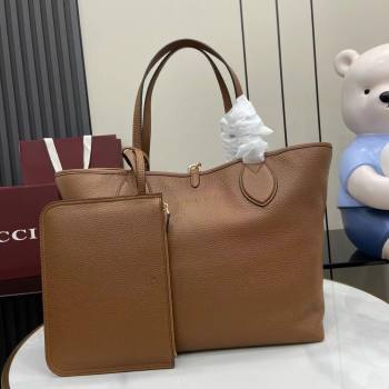Gucci Totissima Large Reversible Tote Bag in Grainy Leather Brown 2025 839112 (XLU-250522052)