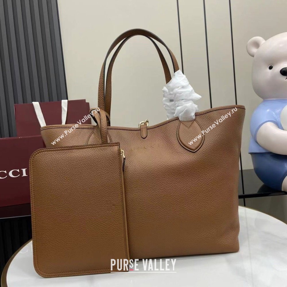 Gucci Totissima Large Reversible Tote Bag in Grainy Leather Brown 2025 839112 (XLU-250522052)