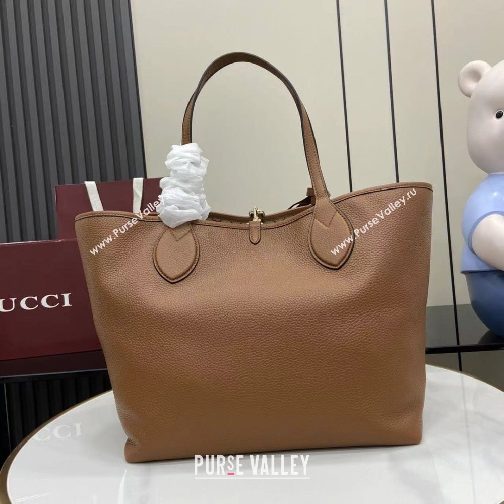 Gucci Totissima Large Reversible Tote Bag in Grainy Leather Brown 2025 839112 (XLU-250522052)