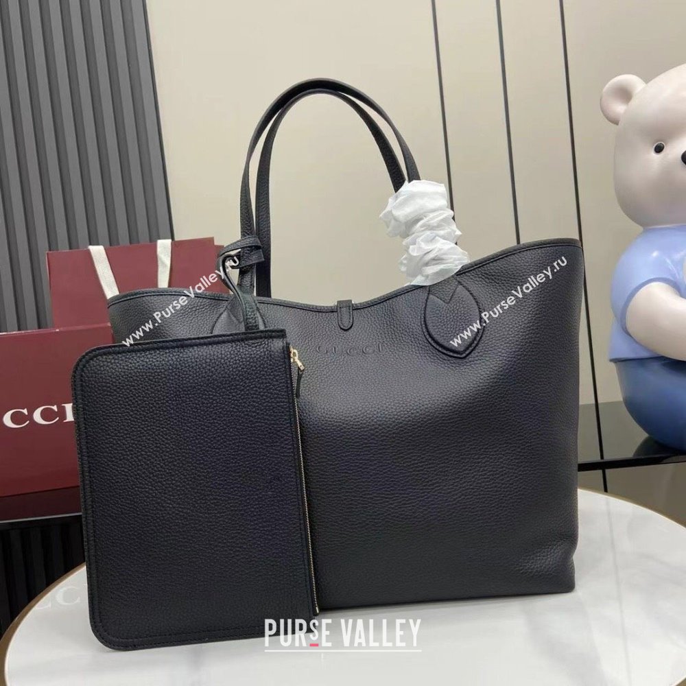 Gucci Totissima Large Reversible Tote Bag in Grainy Leather Black 2025 839112 (XLU-250522053)