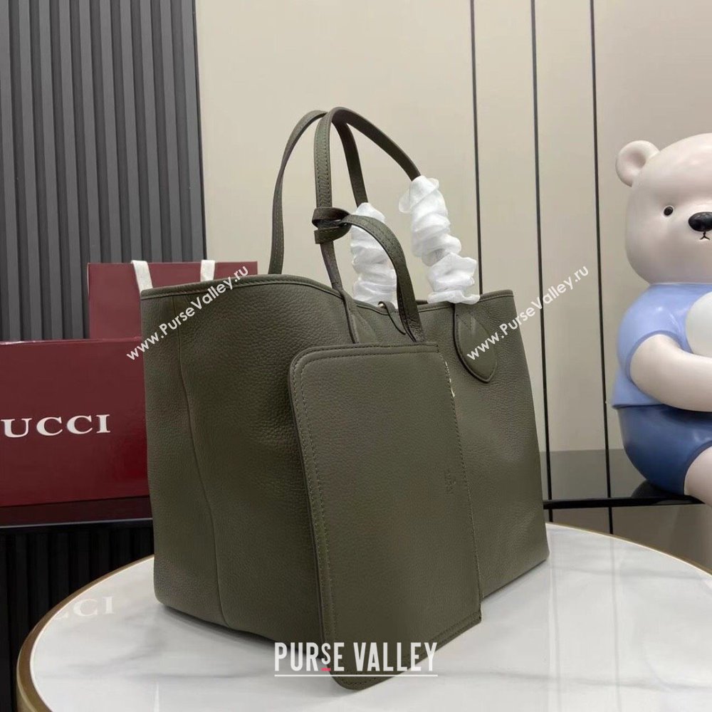 Gucci Totissima Large Reversible Tote Bag in Grainy Leather Green 2025 839112 (XLU-250522050)