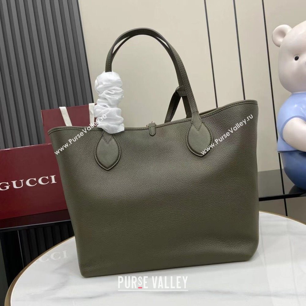 Gucci Totissima Large Reversible Tote Bag in Grainy Leather Green 2025 839112 (XLU-250522050)