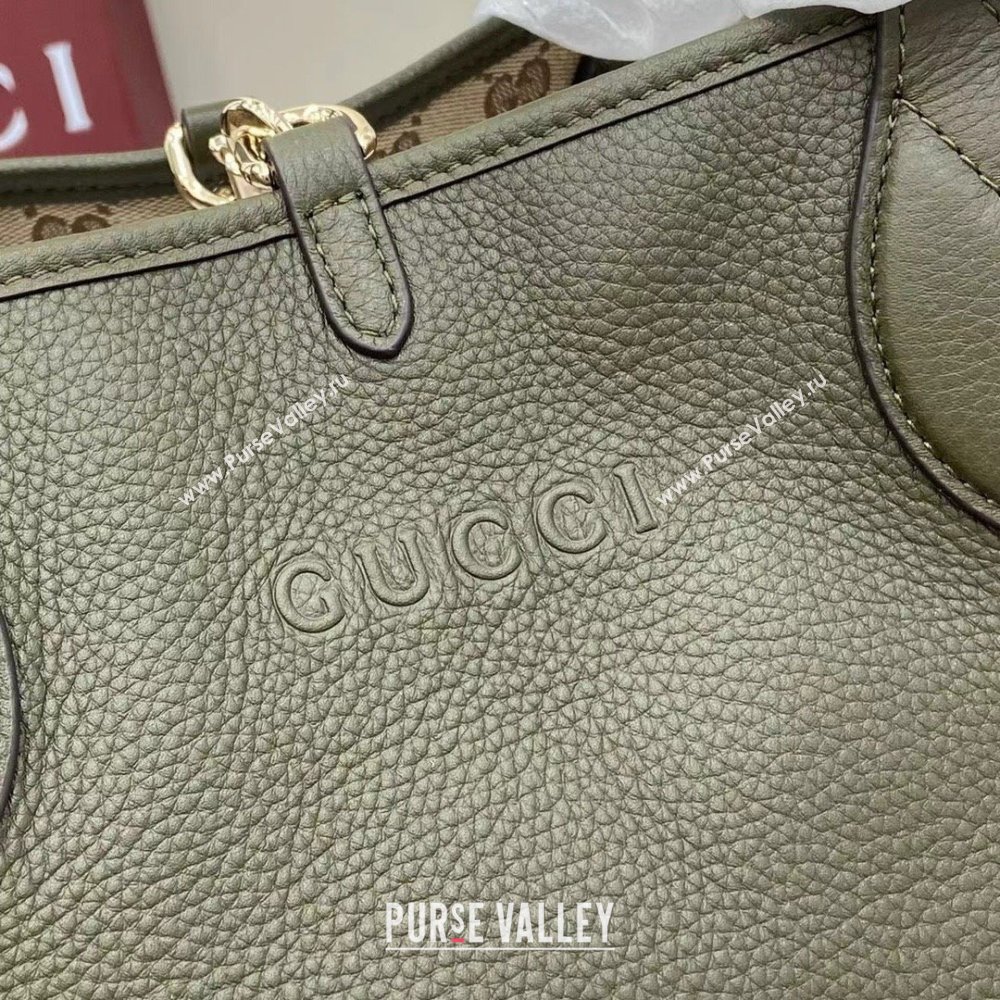 Gucci Totissima Large Reversible Tote Bag in Grainy Leather Green 2025 839112 (XLU-250522050)