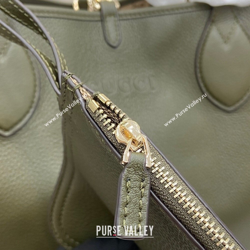 Gucci Totissima Large Reversible Tote Bag in Grainy Leather Green 2025 839112 (XLU-250522050)