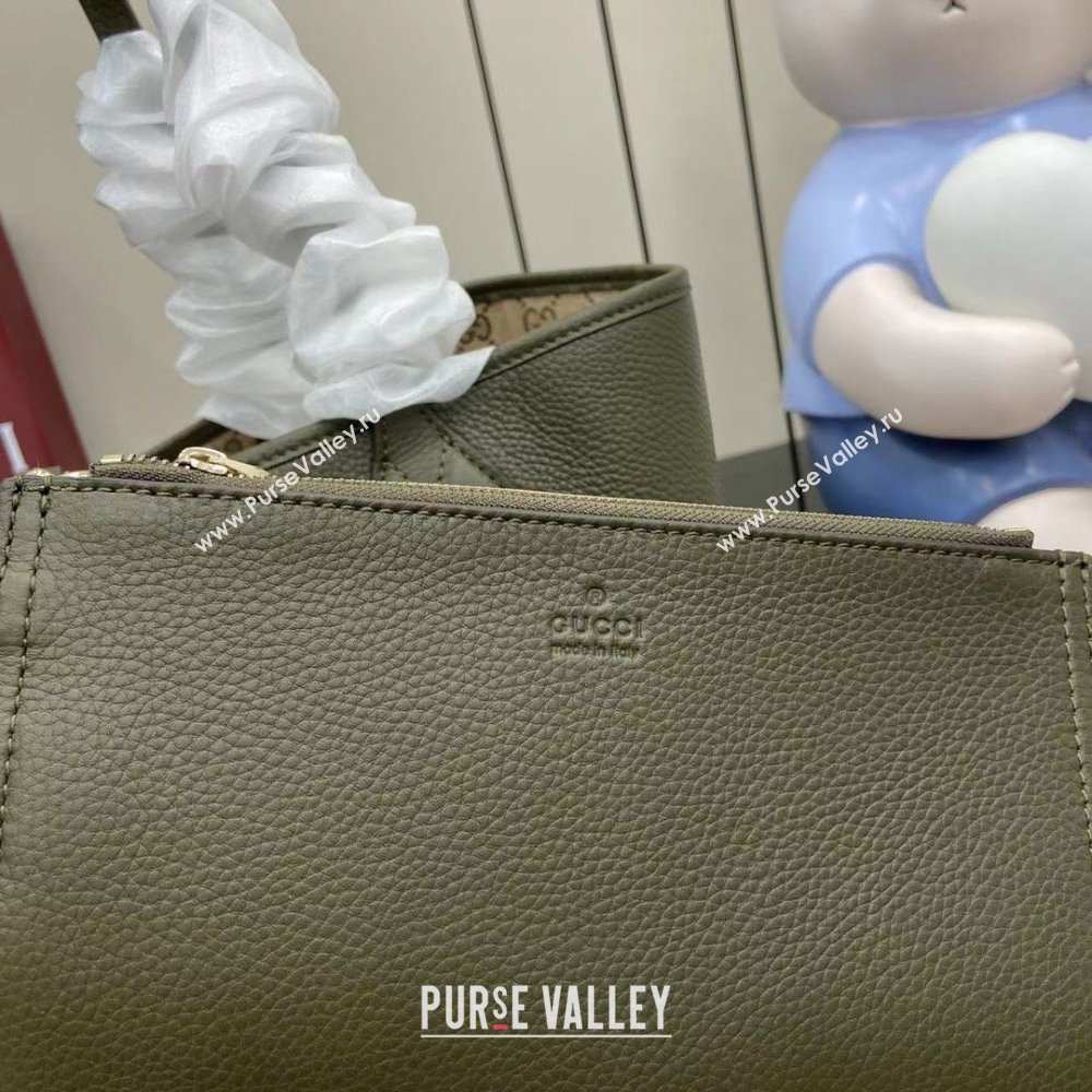 Gucci Totissima Large Reversible Tote Bag in Grainy Leather Green 2025 839112 (XLU-250522050)