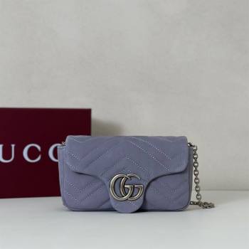 Gucci GG Marmont mini shoulder bag in Suede Dusty Blue 2025 841290 (DLH-251125027)