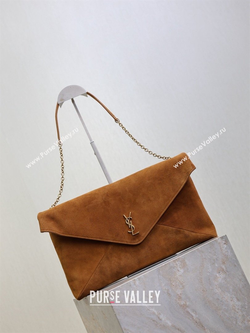 Saint Laurent Cassander XXL Envelope Pouch On Chain in Suede Gold-Tone 2026 841702 (MHUI-260403106)