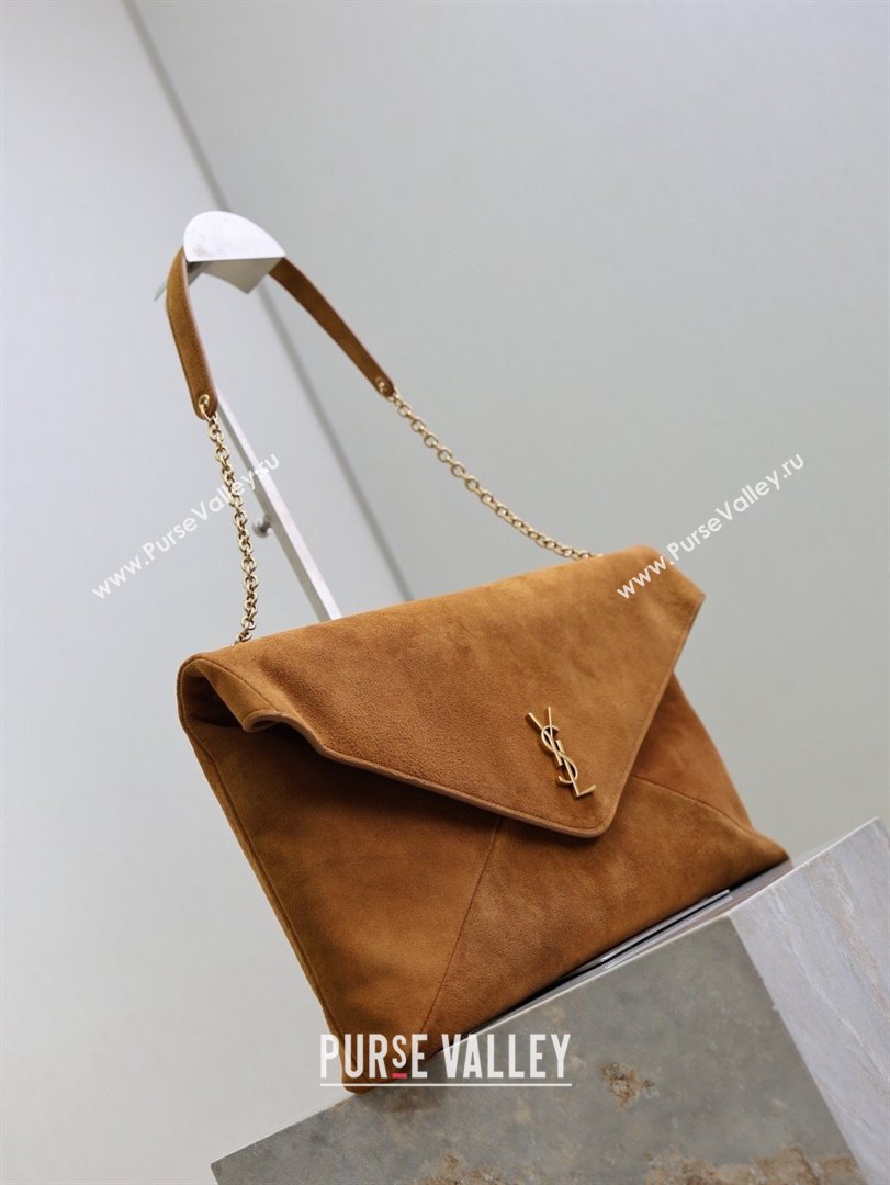 Saint Laurent Cassander XXL Envelope Pouch On Chain in Suede Gold-Tone 2026 841702 (MHUI-260403106)